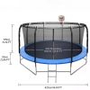 14FT Recreational Trampoline for Kids & Adults with Balance Bar & Basketball Hoop,with Safety Enclosure Net, Ladder, Jumping Mat