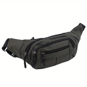 Men's And Women's Large-capacity Wear-resistant Sports Waist Bag Casual Bag Shoulder Chest Bag Light Sports Travel Bag Men's Messenger Backpack Waist (Color: Dark green)