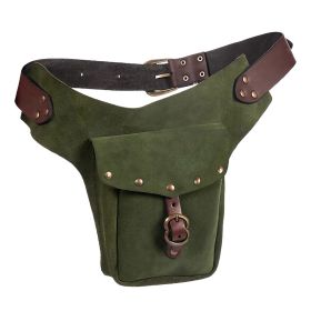 Vintage Medieval Waistpack Bag Leather Small Purse Leather Riding Hip Fanny Waist Cosplay PU Leather Vintage Pocket Belt Bag (Color: Green)
